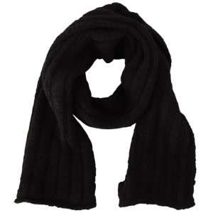 Black Virgin Wool Knitted Unisex Warmer Shawl Scarf