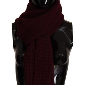 Dark Red Cashmere Logo Wrap Shawl Knitted Scarf
