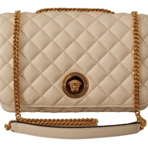White Nappa Leather Medusa Shoulder Bag