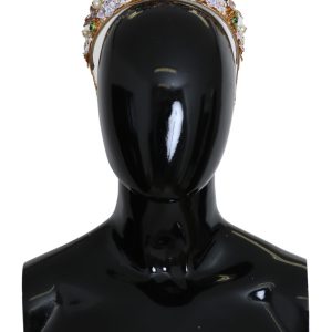 Gold Crystal Purple Hortensia Headband Crown Diadem