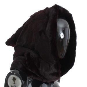 Purple Weasel Fur Crochet Hood Scarf Hat