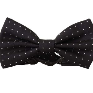 Black White Polka Dot 100% Silk Neck Papillon Tie