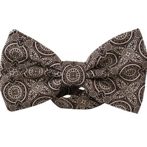 Black white 100% Silk Adjustable Neck Papillon Tie