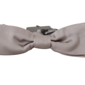 Silver 100% Silk Slim Adjustable Neck Papillon Tie