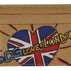 Gold Leather #DGLovesLondon Women Cardholder Case Wallet