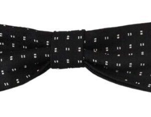 Black Silk Patterned Neck Papillon Accessory Bow Tie