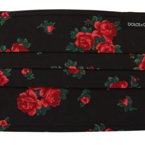 Black Floral Pleated Elastic Ear Strap One Size Face Mask