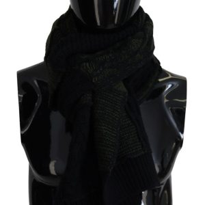 Black Green Knitted Men Neck Wrap Shawl Scarf