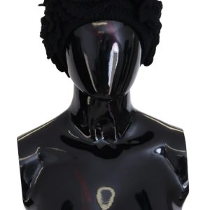 Black Wool Knit Winter Beanie Hat