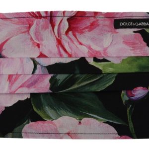 Black Floral Pleated Elastic Ear Strap Face Mask