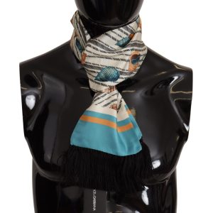 Multicolor Seashells DG Print Silk Shawl Fringe Scarf