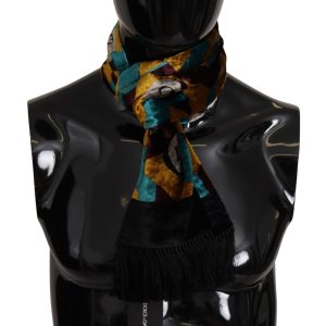 Multicolor DG Logo Print Shawl Wrap Fringe Scarf