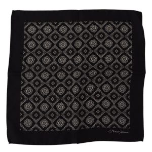 Black Geometric Patterned Square Handkerchief Scarf