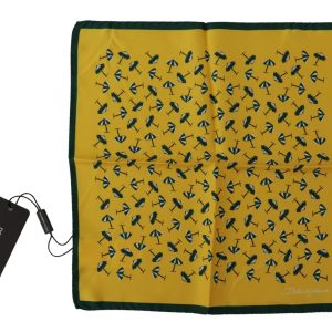 Yellow Printed DG Logo Square Mens Handkerchief Scarf