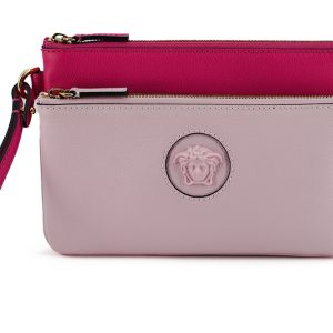 Pink Calf Leather Pouch Bag