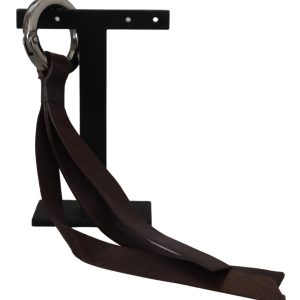 Brown Leather Silver Tone Metal Keyring Keychain