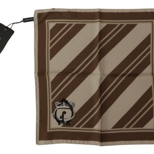 Brown Stripes DG Logo Square Mens Handkerchief Scarf