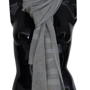 Gray Logo Knitted Neck Wrap Shawl Foulard Scarf