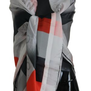 Gray Red Shawl Foulard Wrap Scarf