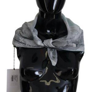 Gray Print Shawl Foulard Branded Scarf