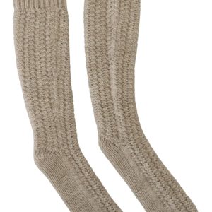 Beige Wool Knit Calf Long Women Socks