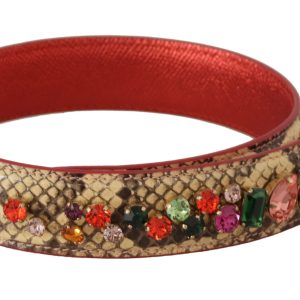 Beige Exotic Leather Crystals Shoulder Strap