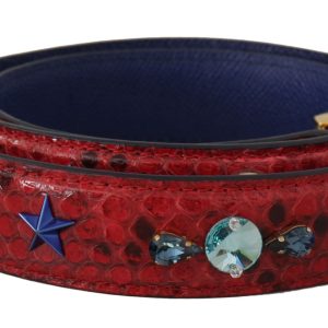 Red Exotic Leather Crystals Shoulder Strap