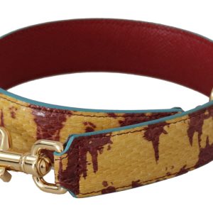 Yellow Red Leather Gold Tone Shoulder Strap