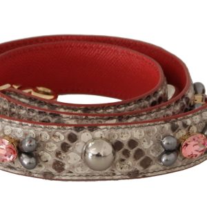 Beige Exotic Leather Studded Shoulder Strap