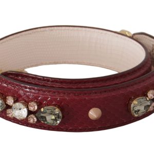Bordeaux Leather Crystals Bag Shoulder Strap