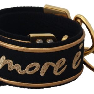 Black Gold Logo Print Brass Bag Shoulder Strap