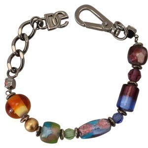multicolor Silver Chain Brass Beaded Lobster Clasp Bracelet