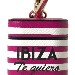 Fuchsia Dauphine Leather Logo Airpods Case