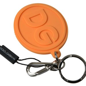 Orange Rubber DG Logo Gold Brass Metal Keychain