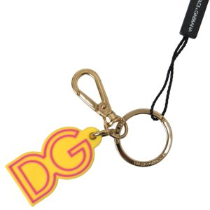 Yellow Rubber DG Logo Gold Brass Metal Keyring Keychain