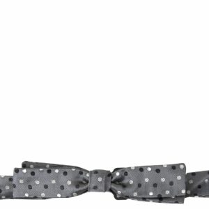 Gray Polka Dot Silk Adjustable Men Neck Papillon Bow Tie