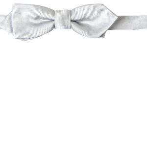 Gray Silk Adjustable Men Neck Papillon Bow Tie