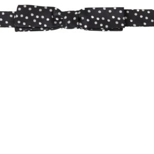 Black Polka Dot Silk Adjustable Men Neck Papillon Bow Tie