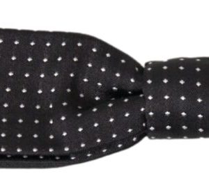 Black Polka Dot Silk Adjustable Men Neck Papillon Bow Tie