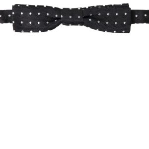 Black Polka Dot Silk Adjustable Men Neck Papillon Bow Tie