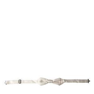 White Silk Slim Adjustable Neck Papillon Bow Tie