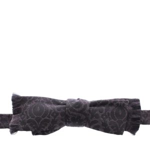 Gray Black Wool Silk Bow Tie