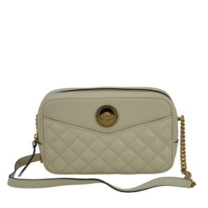 White Lamb Leather Medium Camera Shoulder Bag