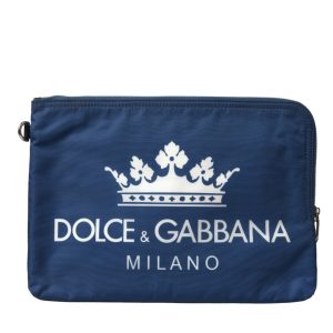 Blue DG Milano Print Nylon Pouch Clutch Men Bag