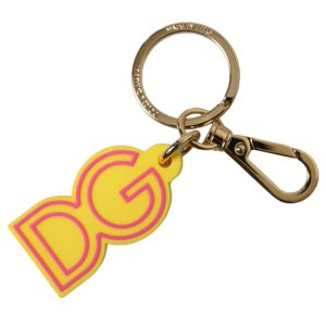 Yellow Rubber Gold Tone Metal DG Logo Keyring Keychain