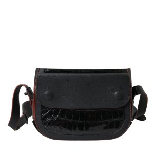 Black Exotic Leather Shoulder Crossbody Camera Bag