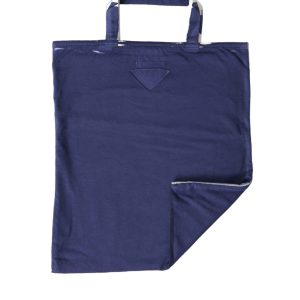 Blue Jersey Fabric Logo Shoulder Shopping Tote Shopping Bag
