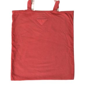 Red Jersey Fabric Logo Shoulder Shopping Tote Bag