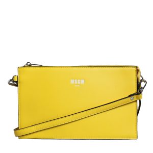 Yellow Leather Logo Crossbody Sling Shoulder Bag