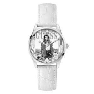 White Leather Dress Watch